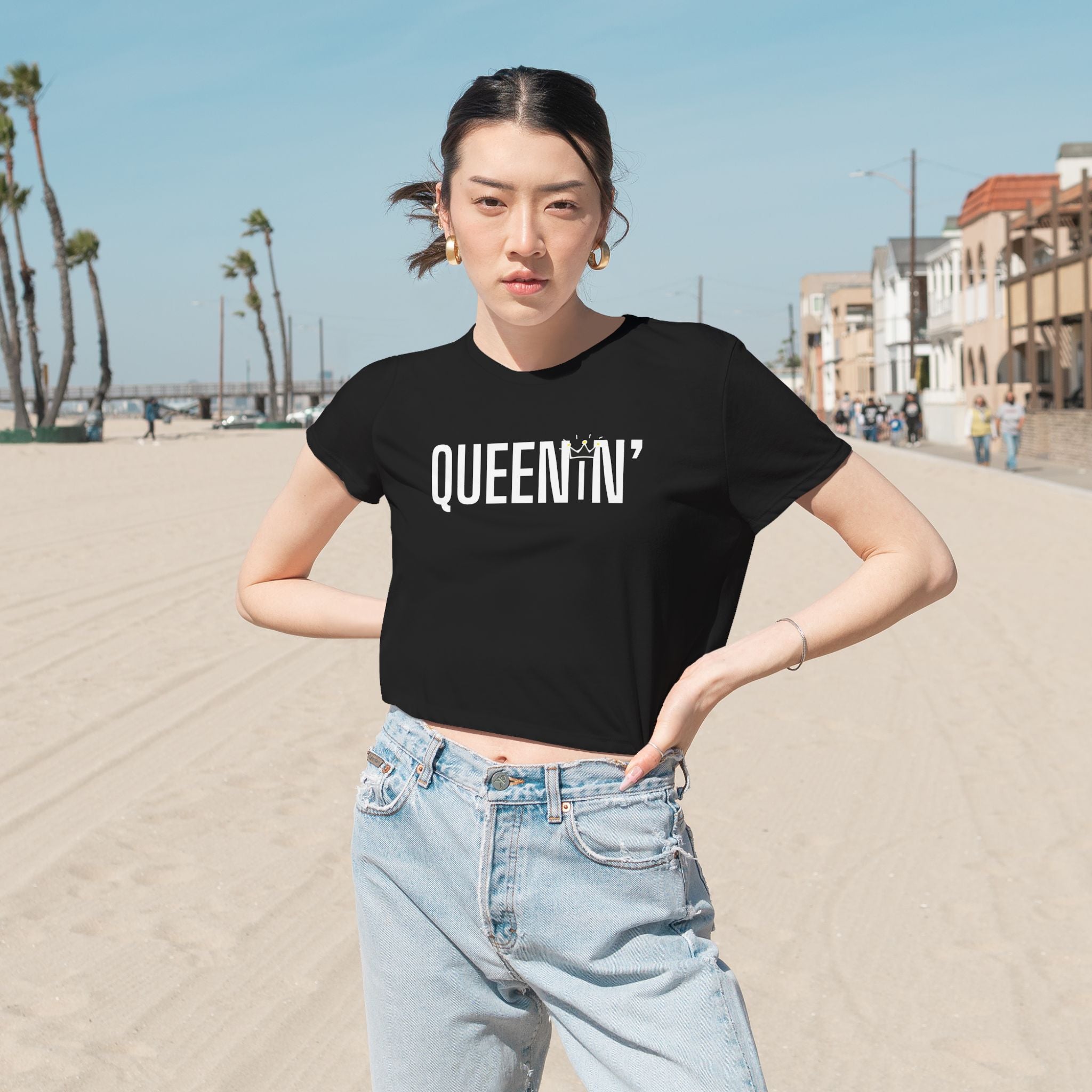 Queenin' Flowy Cropped Tee